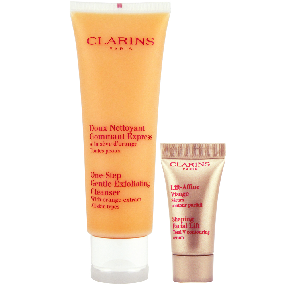 CLARINS克蘭詩 橘子潔顏優酪125ml+V型緊緻抗引力精華5ml