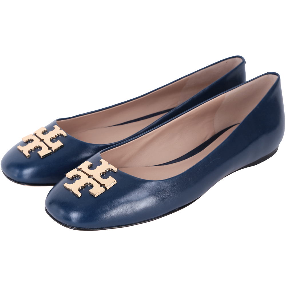 TORY BURCH RALEIGH 浮刻LOGO牛皮平底鞋(深藍色) | 精品服飾/鞋子| Yahoo奇摩購物中心