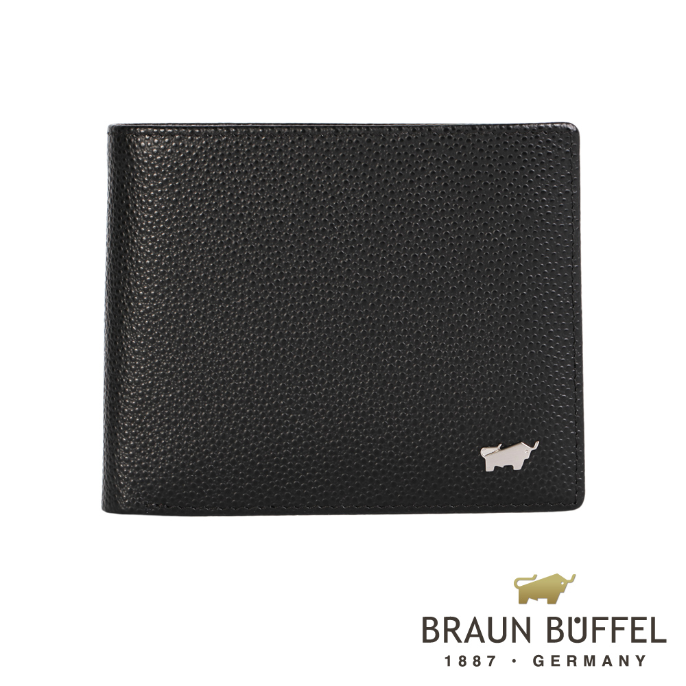 BRAUN BUFFEL - HOMME-B紳士系列12卡透明窗右上翻皮夾 - 黑色