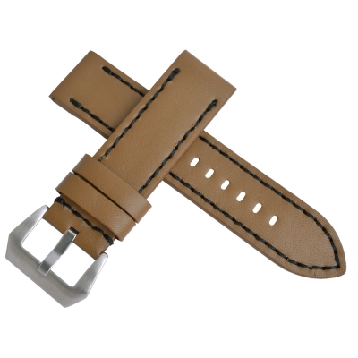 沛納海Panerai 特製加厚代用真皮素面錶帶-淺棕色