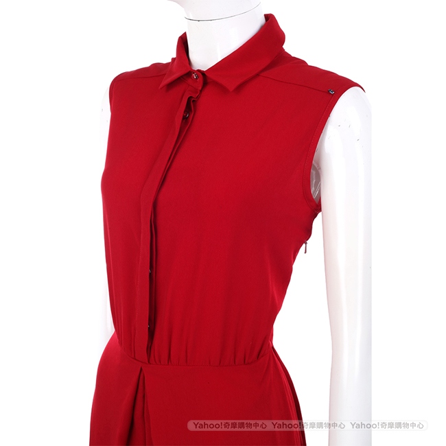 Max Mara-SPORTMAX 紅色抓褶設計無袖洋裝