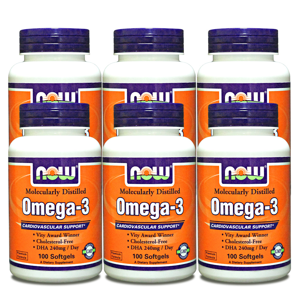 NOW健而婷－Omega-3亞米茄深海魚油(100顆/瓶)六瓶組