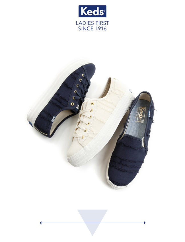 Keds TRIPLE KICK 綁帶休閒鞋-奶油白