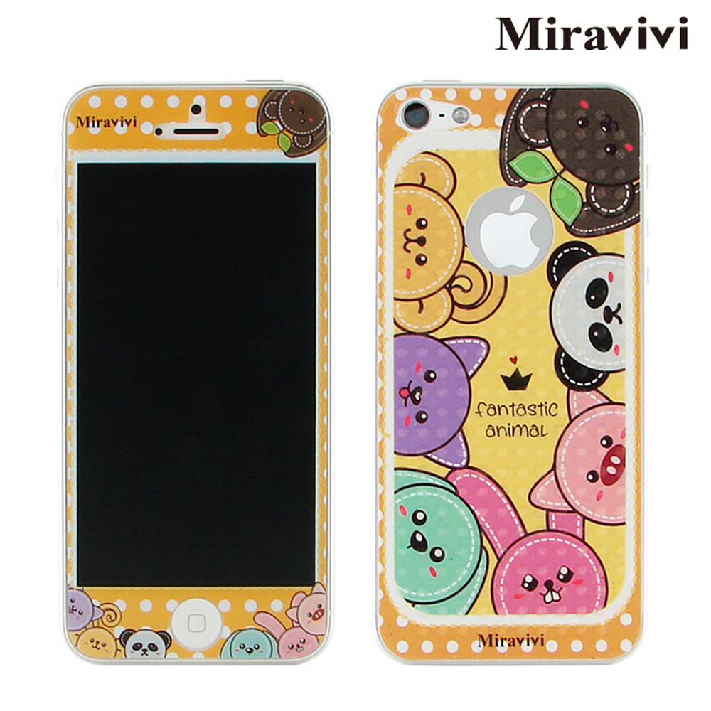 Miravivi iPhone5/5S/SE 動物狂想曲系列雙面彩繪保護貼