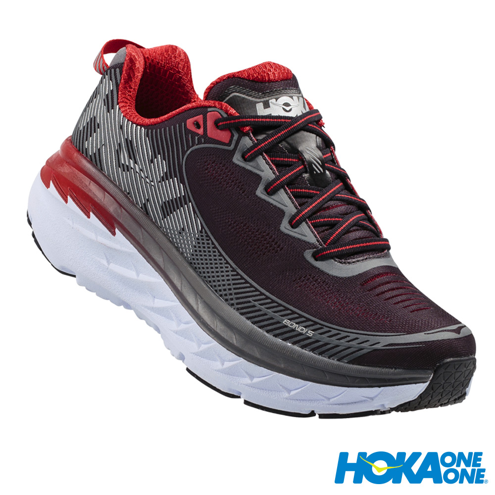 HOKA ONE ONE 跑鞋 BONDI 5 WIDE 緩震 男 黑/紅