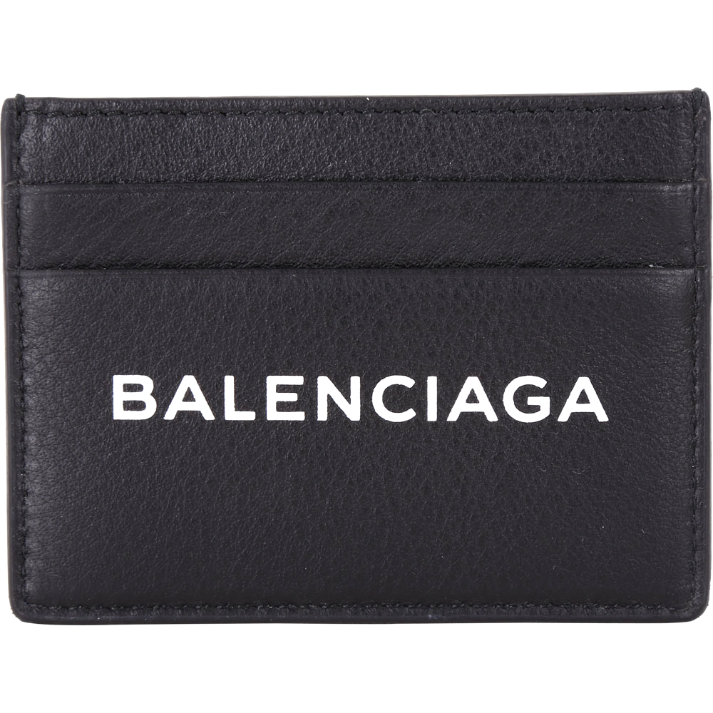 BALENCIAGA EVERYDAY LOGO 小牛皮萬用卡片夾(黑色)