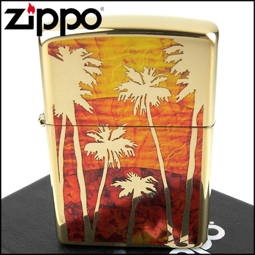 ZIPPO 美系~Palm Tree Sunset-日落棕櫚樹圖案設計打火機