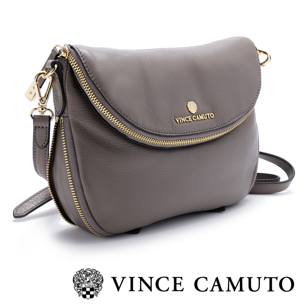 VINCE CAMUTO 簡約俐落 質感真皮長型側背包-深灰