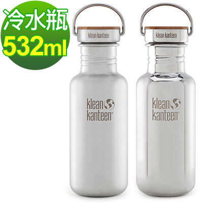 美國Klean Kanteen 竹片蓋不鏽鋼冷水瓶532ml