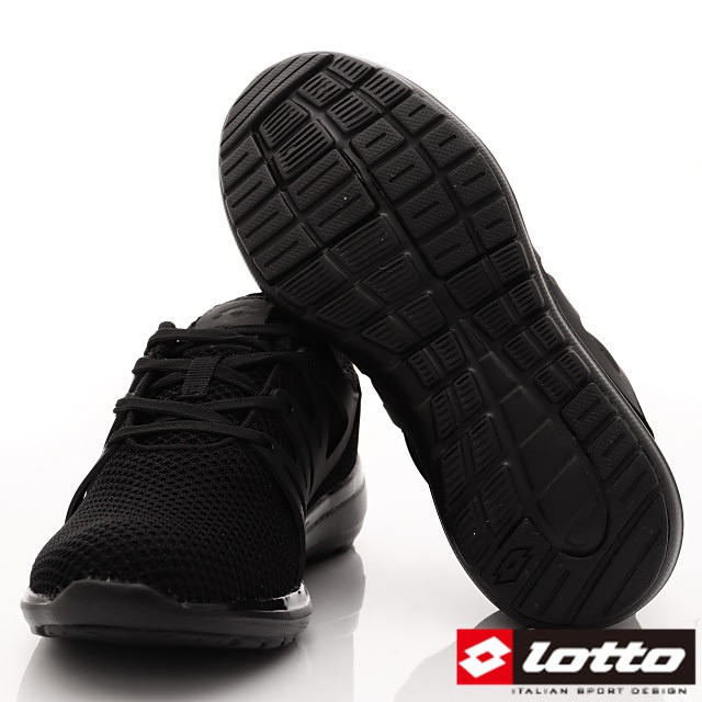 Lotto樂得-彈力編織跑鞋-SI650黑(女段)