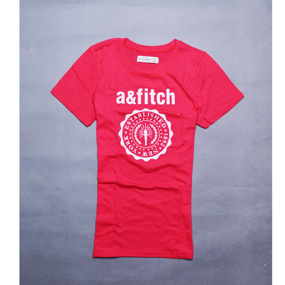 A&F Abercrombie & Fitch KIDS 亮蔥LOGO短袖T恤-紅