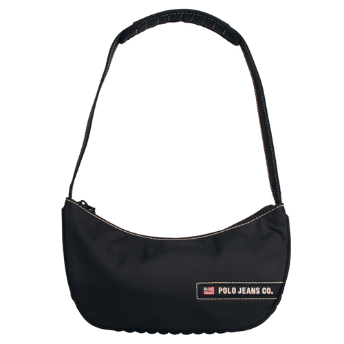 POLO 織布LOGO字樣拉鏈肩背包(黑)