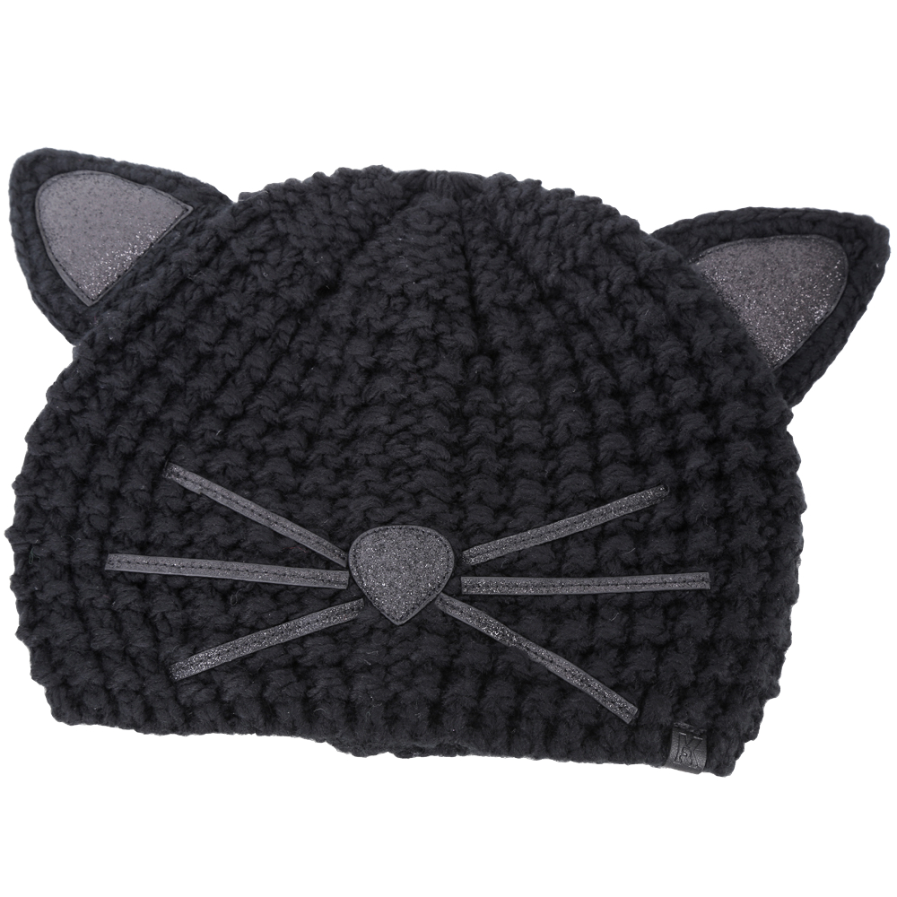 KARL LAGERFELD Choupette 金蔥細節黑色貓咪造型針織帽