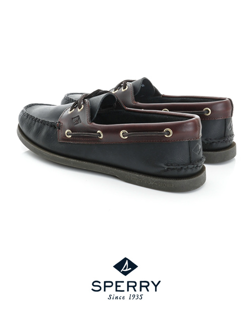 SPERRY 經典魅力牛皮帆船鞋(男)-黑/深咖啡