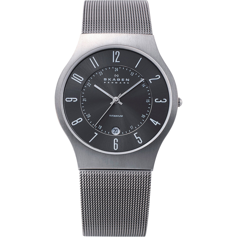 SKAGEN 233【鈦】金屬系列 時尚腕錶-鐵灰/38mm