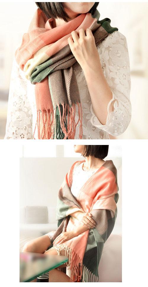 【Decoy】蘇格蘭格紋＊寬版編織圍巾/紅綠