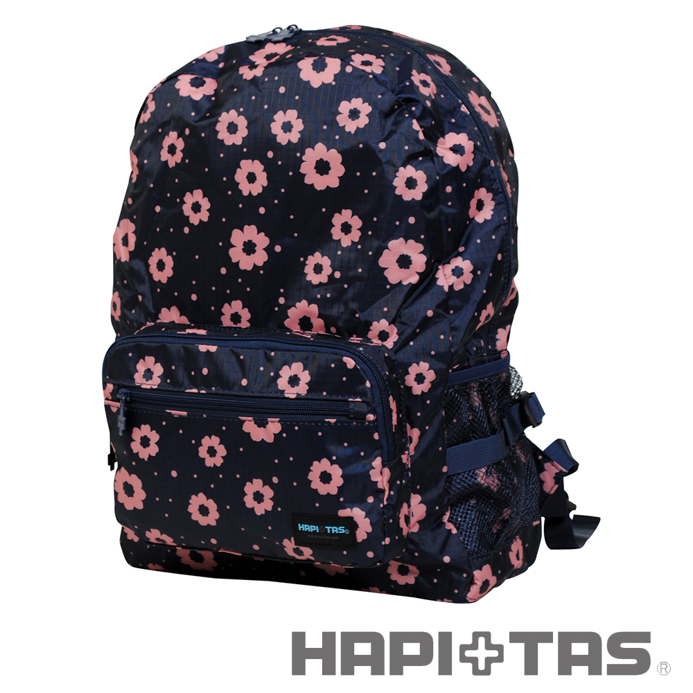 HAPI+TAS 摩登花朵摺疊後背包-深藍