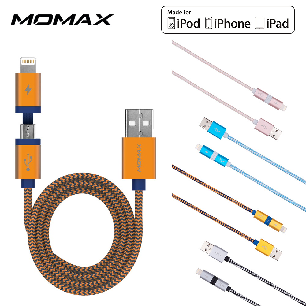 MOMAX 蘋果認證lightning+microUSB安卓2合一充電傳輸線1M