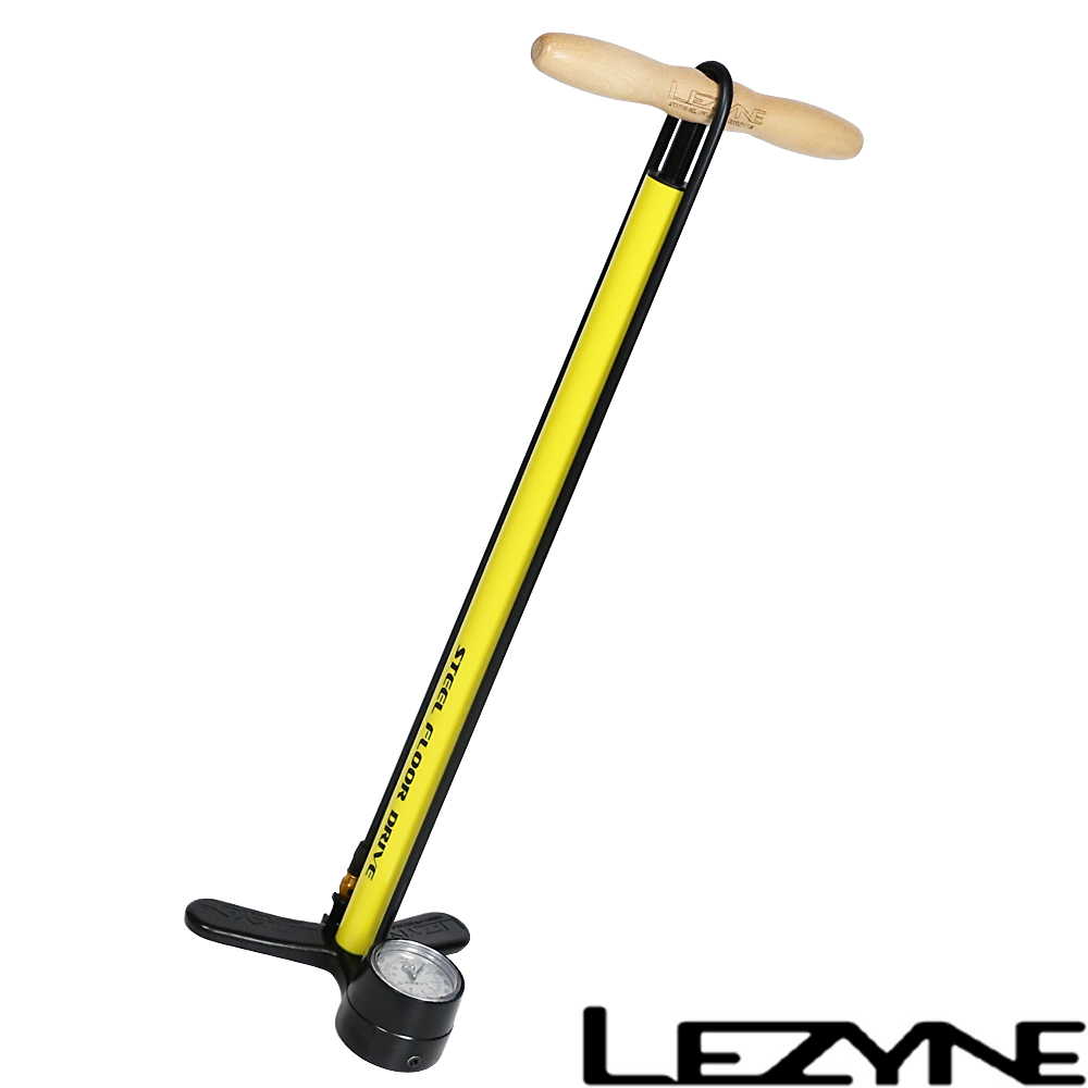 LEZYNE STEEL FLOOR DRIVE復古直立式打氣筒(黃)