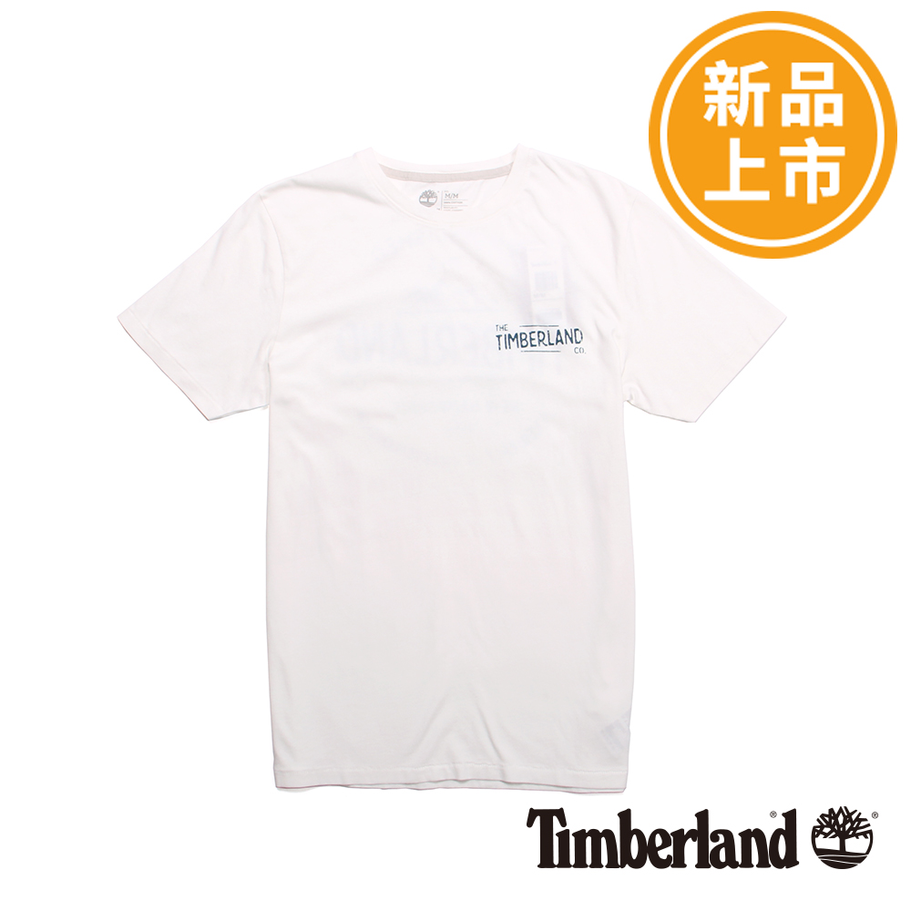 Timberland 男款白色品牌印花圖樣短袖T恤