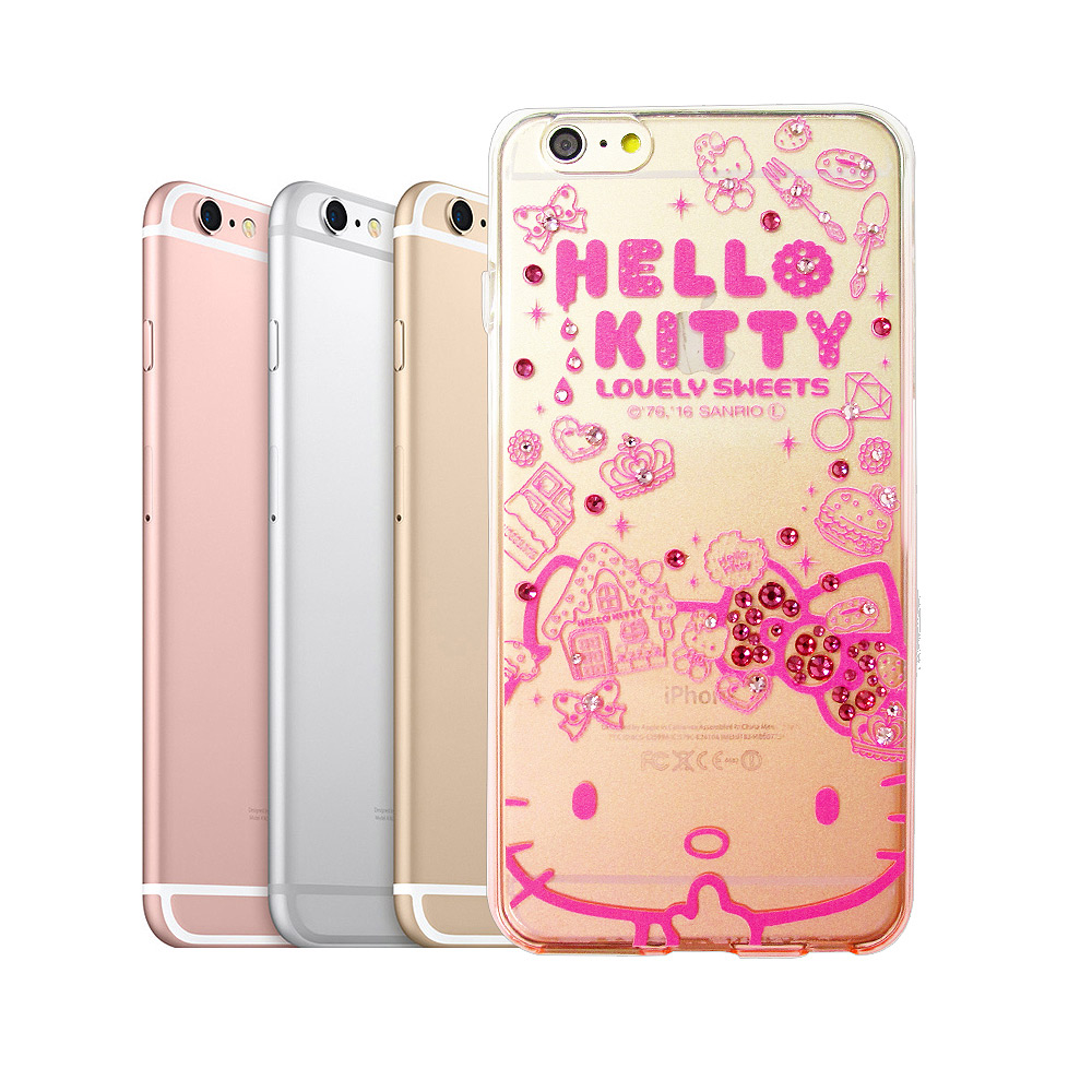 Hello Kitty iPhone 6s plus 5.5吋水鑽透明手機殼(sweet)