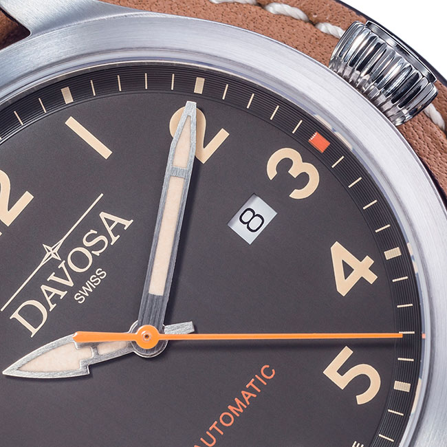 DAVOSA Axis AUtomatic 手工縫製專業護腕全皮帶-復古消光面x咖啡色帶