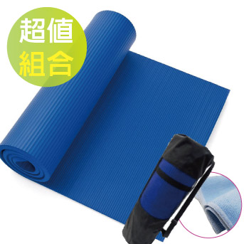 VOSUN -NBR專業級直條雙面壓紋環保 - 瑜珈墊 -寵愛組(直角/10mm)_天青藍