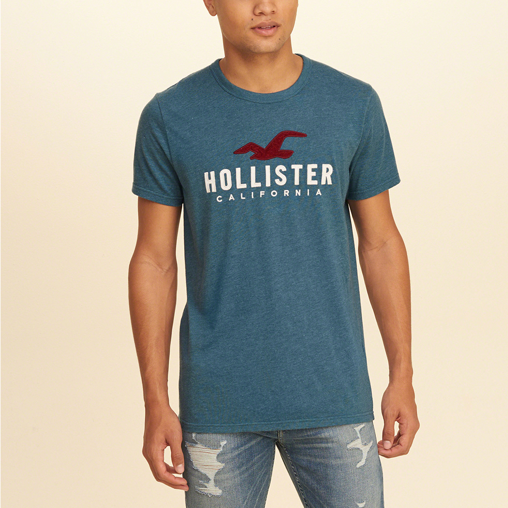 Hollister 經典文字大海鷗設計短袖T恤-藍色 HCO