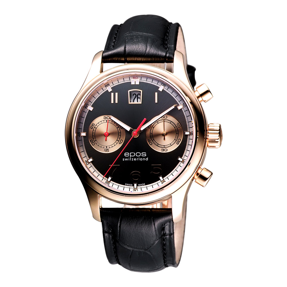 epos 收藏家時尚計時機械腕錶-玫瑰金框/40mm