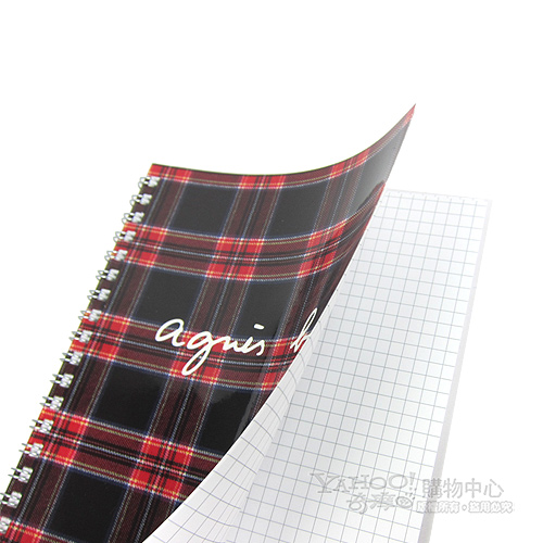 agnes b.線圈蘇格蘭紋筆記本(黑)