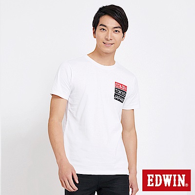 EDWIN 東京系列拼接字母短袖T恤-男-白色