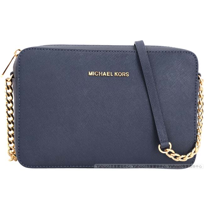 Michael Kors Jet Set 金字防刮牛皮斜背包(海軍藍)