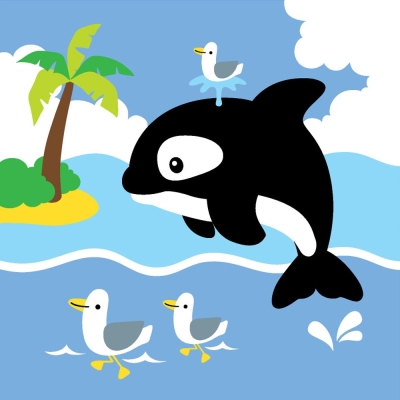 LOVIN 超萌韓版數字油畫 海洋系列可愛小海豚(12) 1幅