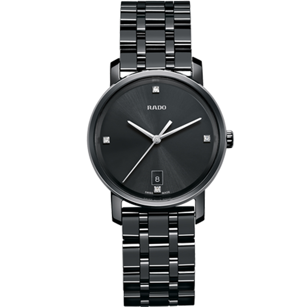 RADO 雷達錶 官方授權(R02) DiaMaster系列高科技陶瓷時尚鑽錶-黑/33mm