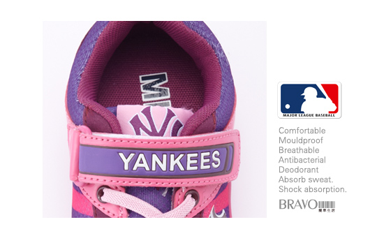 MLB大聯盟洋基2015新品。避震氣墊運動童鞋款紫