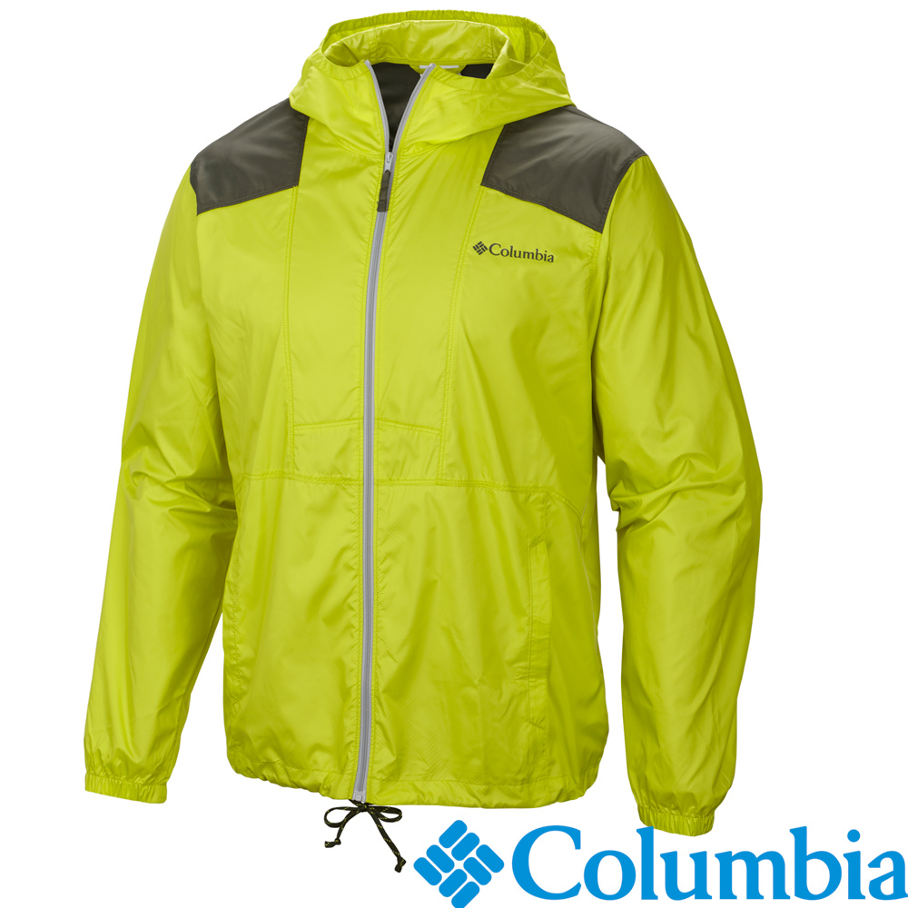 Columbia哥倫比亞-單件式防潑外套-男-螢光綠/UKM39720FG