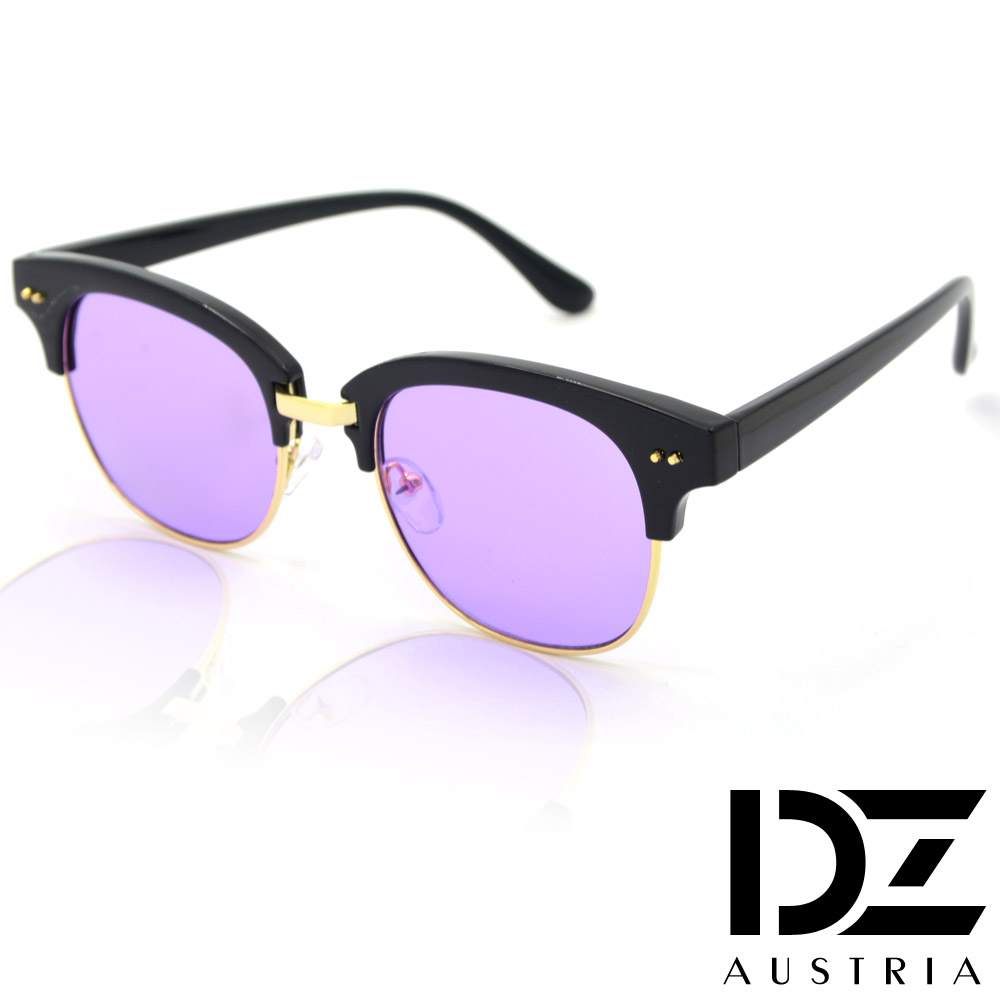 DZ 戲謔半黑框 彩膜眼鏡平光鏡(紫色鏡片)