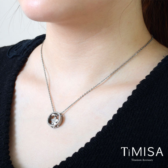 TiMISA《迷你櫻花指輪》純鈦項鍊(C)-三色可選