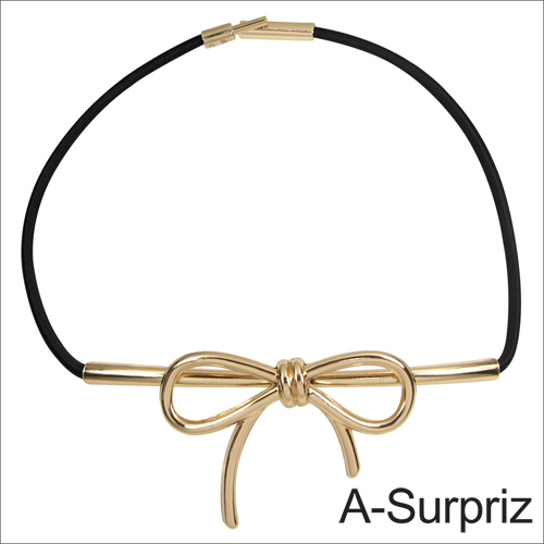 A-Surpriz 金屬蝴蝶結線條彈性腰帶(黑)