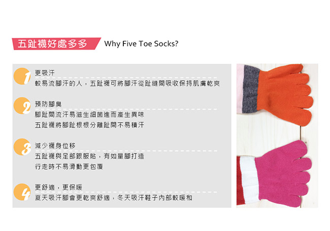 蒂巴蕾TOE SOCKS乾爽五指短襪-色塊