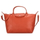 Longchamp Le Pliage Cuir小羊皮短把折疊中型水餃包-磚紅色 product thumbnail 1