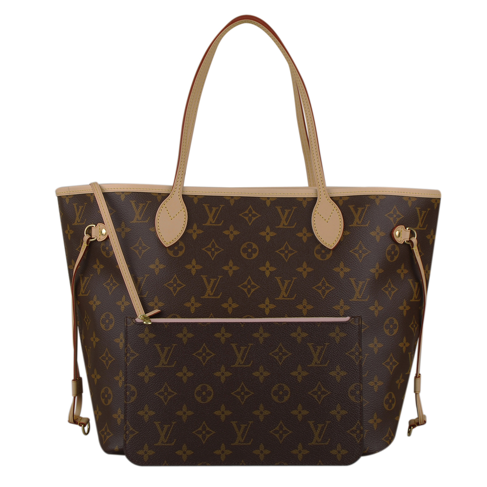 LV M50366 NEVERFULL MM縮口肩背包附扁袋(中/粉紅)