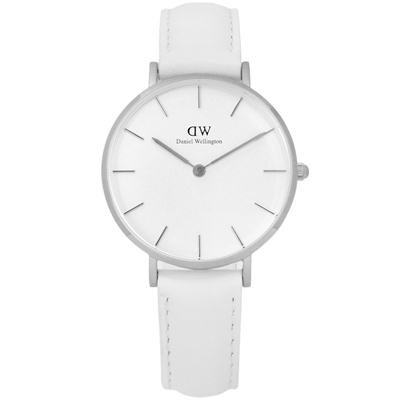 Daniel Wellington Classic 清新經典真皮手錶-白色/32mm