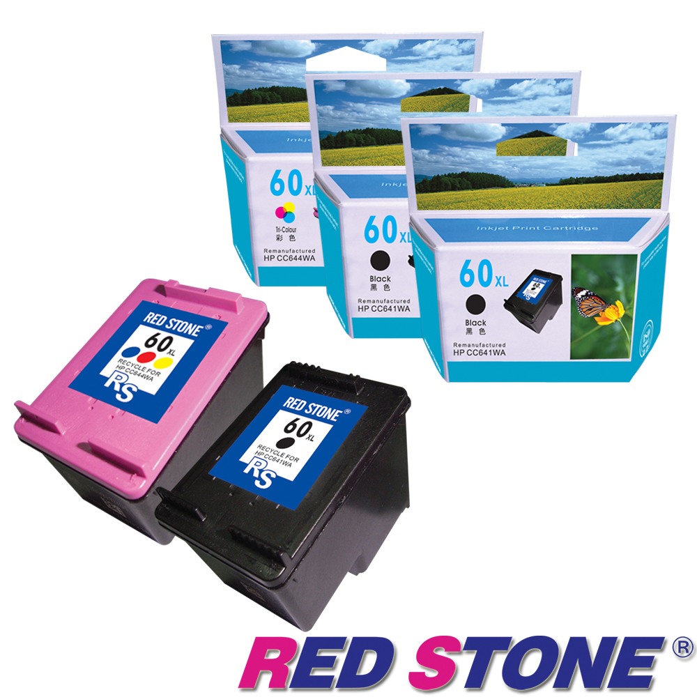 RED STONE for HP NO.60XL環保墨水匣(二黑一彩)高容量優惠組