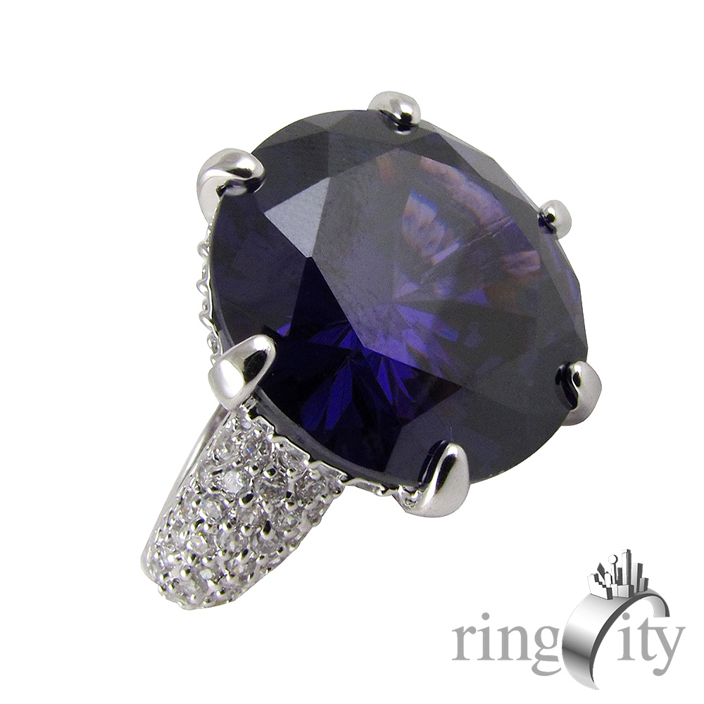 RingCity 紫色鋯六爪鑲滿天星造型戒