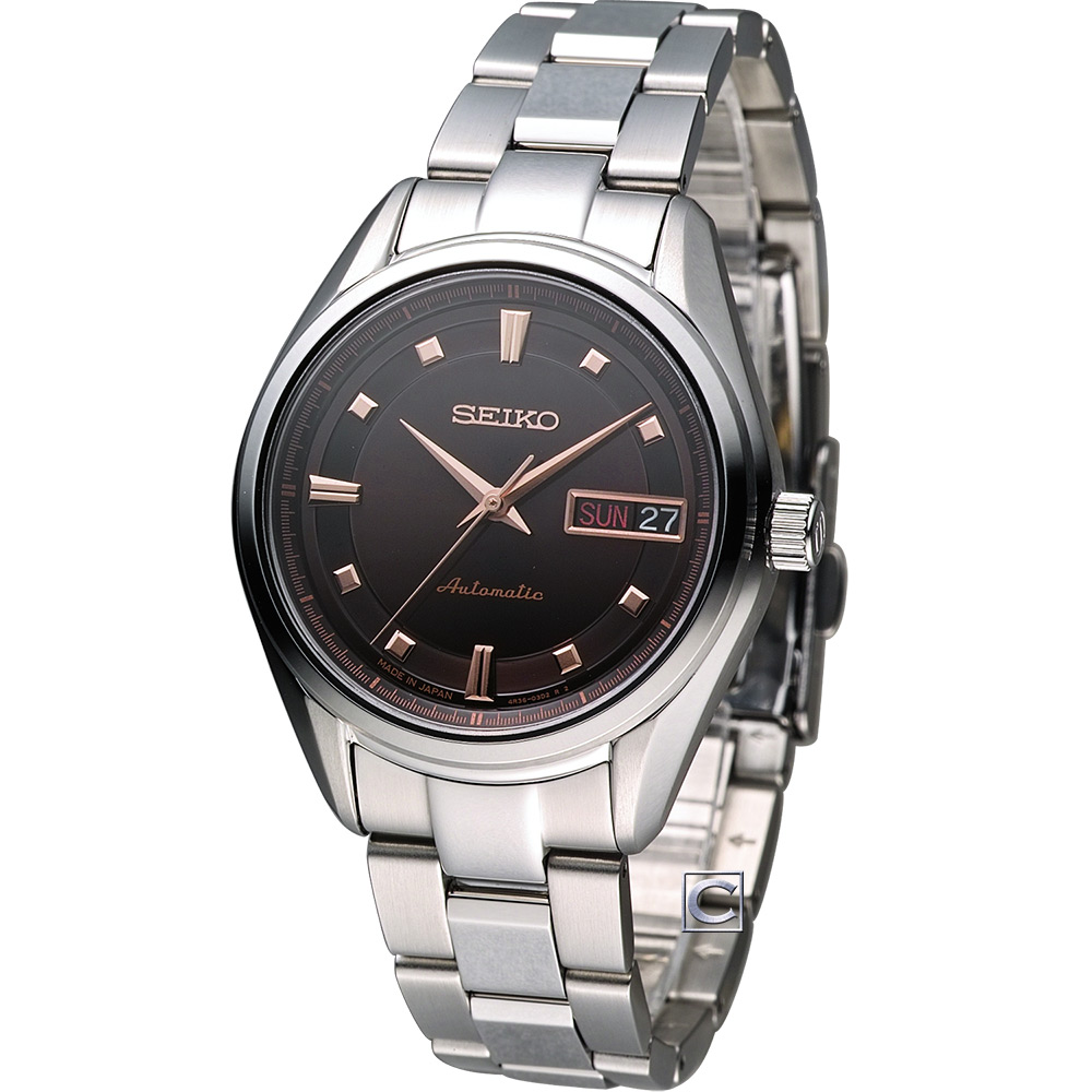 SEIKO Presage 精工 知性簡約仕女機械腕錶(SRP895J1)-咖啡/35mm