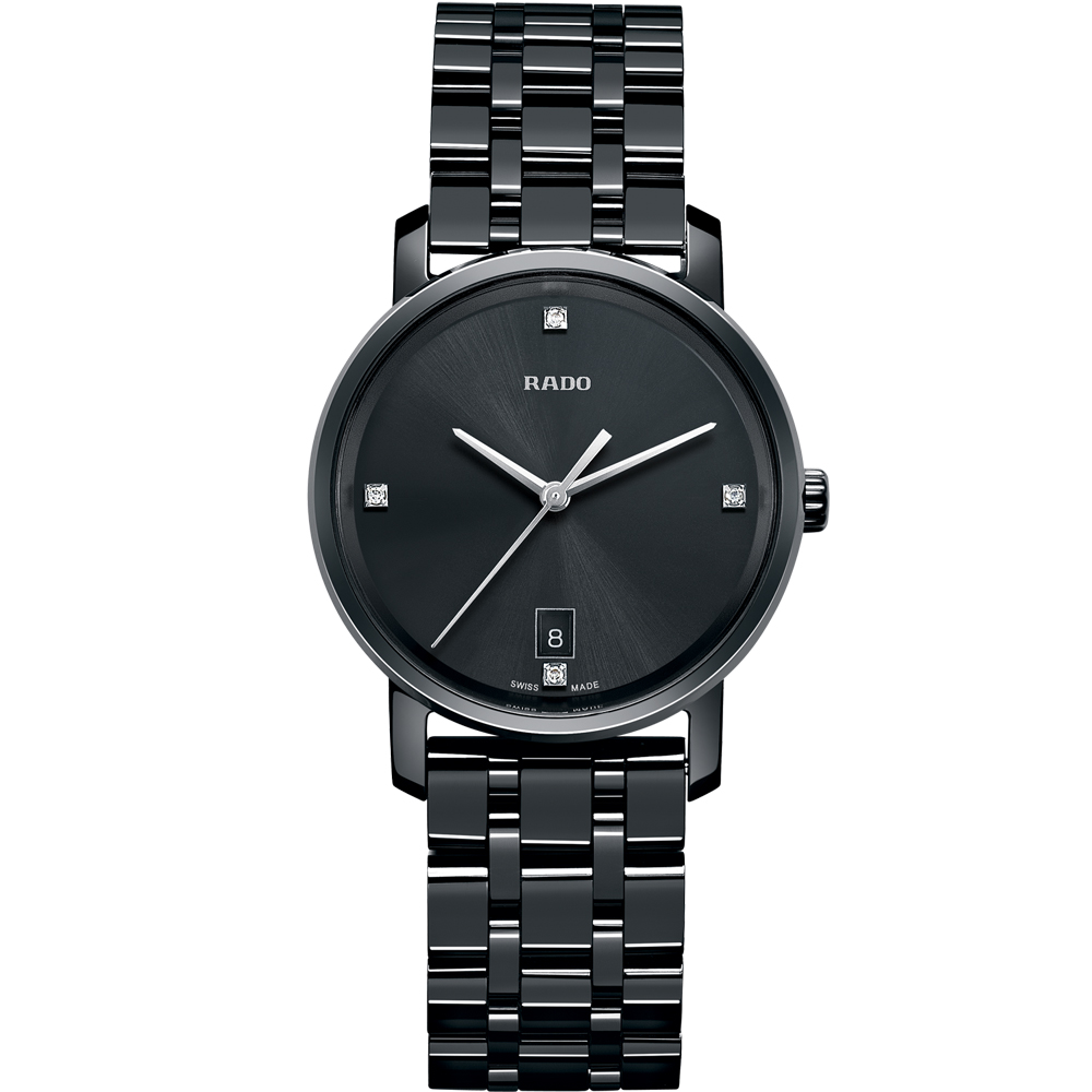 RADO 雷達錶 官方授權(R02) DiaMaster 系列高科技陶瓷時尚鑽錶(R14063717)-黑/33mm