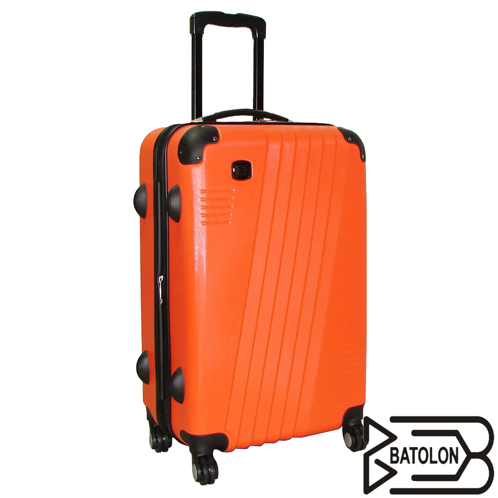 BATOLON寶龍 24吋-時尚斜線條輕硬殼旅行拉桿箱〈橘〉