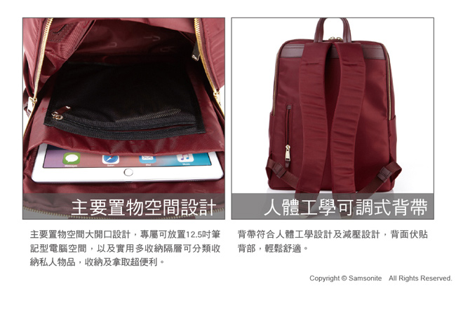 Samsonite RED CLODI簡約輕巧抓皺設計後背包 12.5吋(海軍藍)