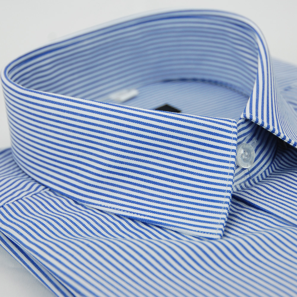 金安德森 藍色條紋窄版長袖襯衫
